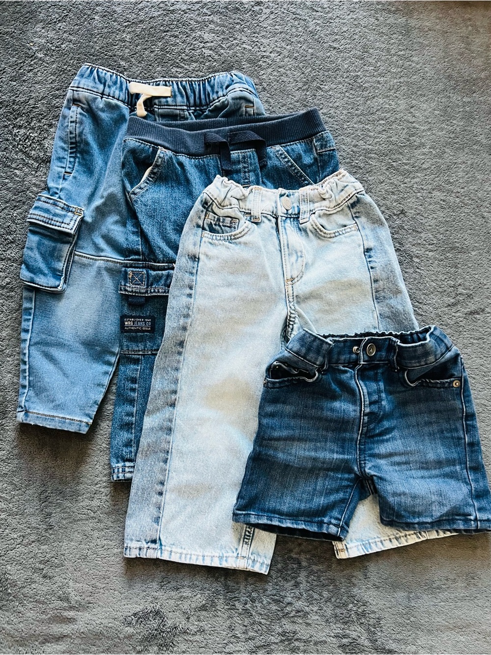 Kids Denim Bottoms Bundle - Light & Dark Blue Jeans and Shorts